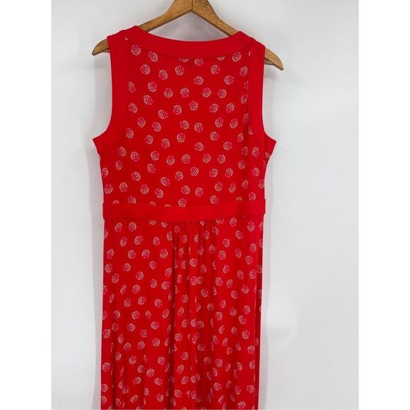 Lands End Maxi Dress Women’s Large Red Tank Sleeveless Long‎ Bright Cherry Print - Picture 2 of 12